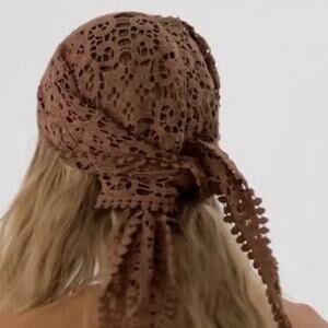 Crochet Bandana Hair Accessory – Mocha Cotton Summer Wrap